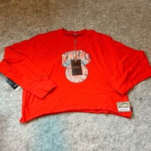 Mitchell Ness New York Knicks Womens Large Cropped Long Sleeve Top $65